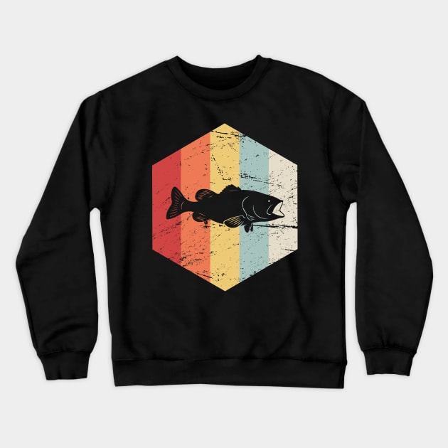 Retro Vintage Bass Fishing Icon Crewneck Sweatshirt by MeatMan